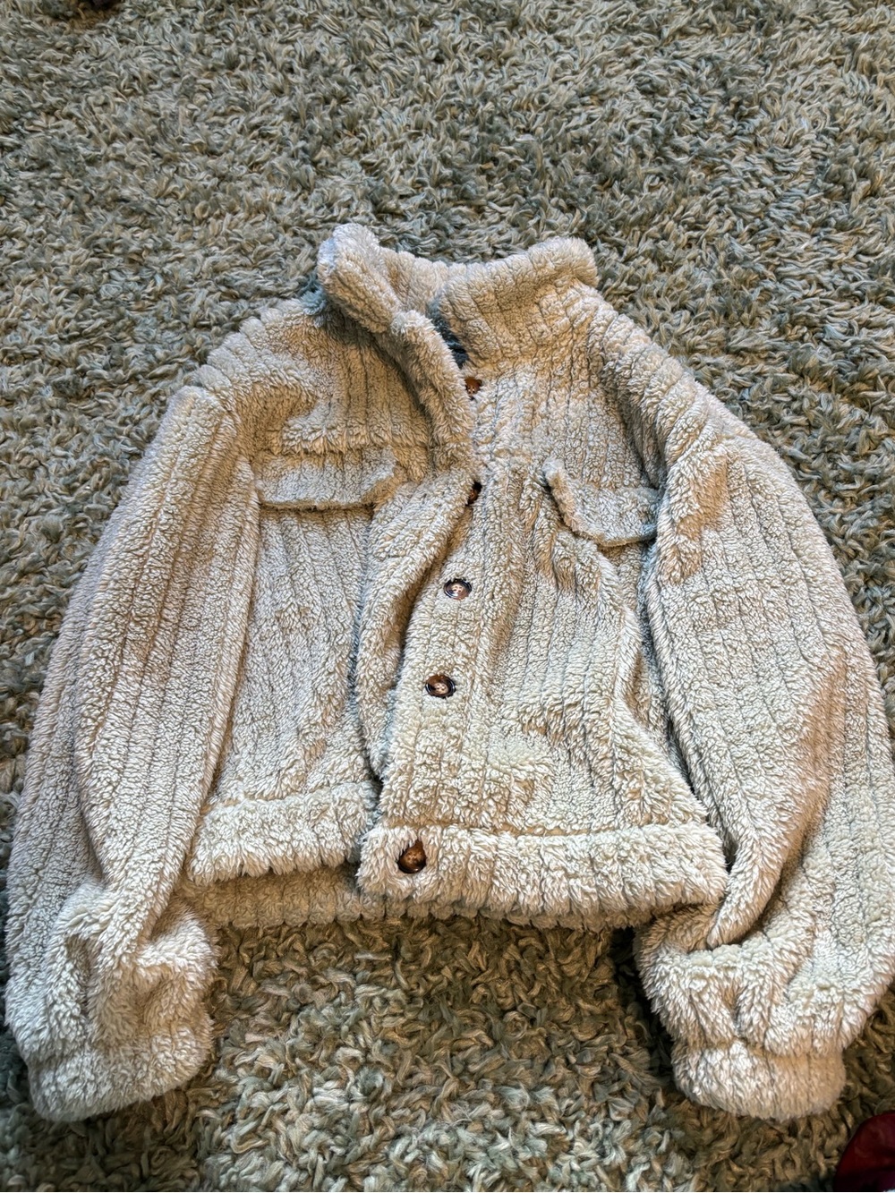 NWOT Green Thick Sherpa Teddy Jacket